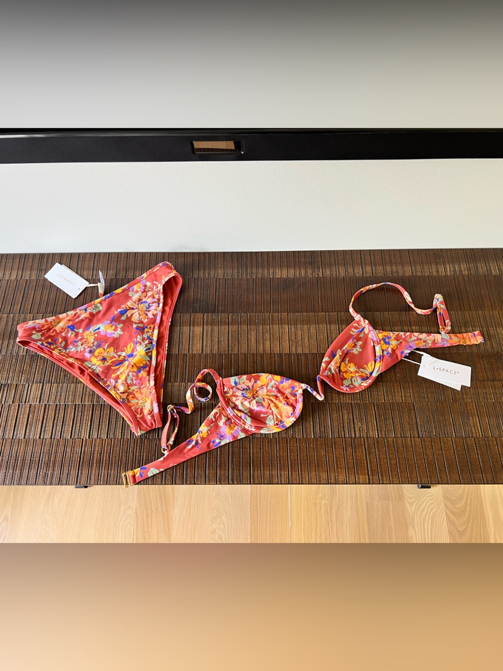 L*Space Floral Bikini Set NWT Coral/Pink Le Botanique